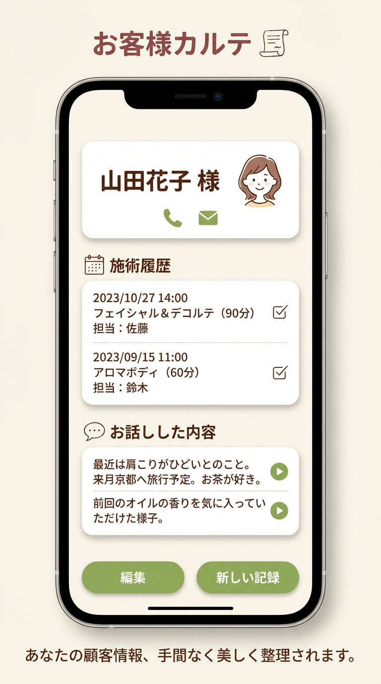 お客様カルテ作成画面